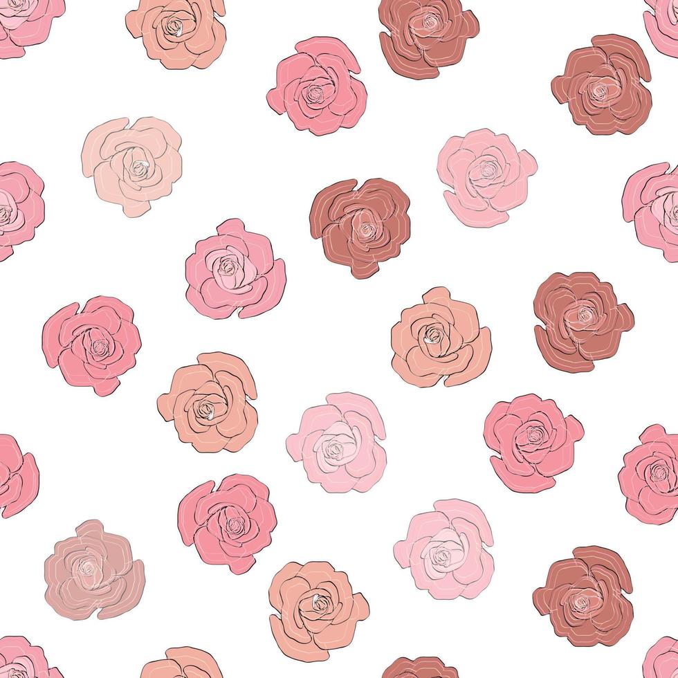 flores rosas y peonías de patrones sin fisuras. confeti, cosméticos, boda, hermoso fondo de flores vector