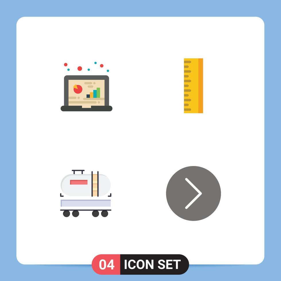 User Interface Pack of 4 Basic Flat Icons of analysis dumpper data design construction Editable Vector Design Elements