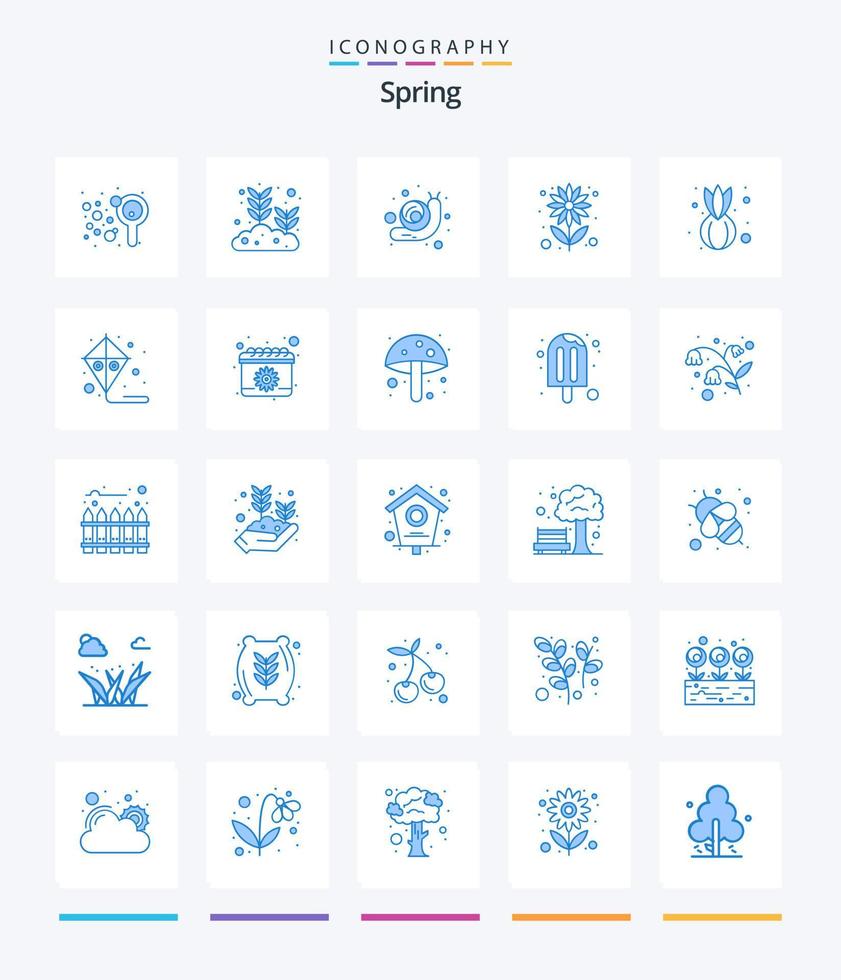 Creative Spring 25 Blue icon pack  Such As vegetable. food. animal. sun flower. seed vector