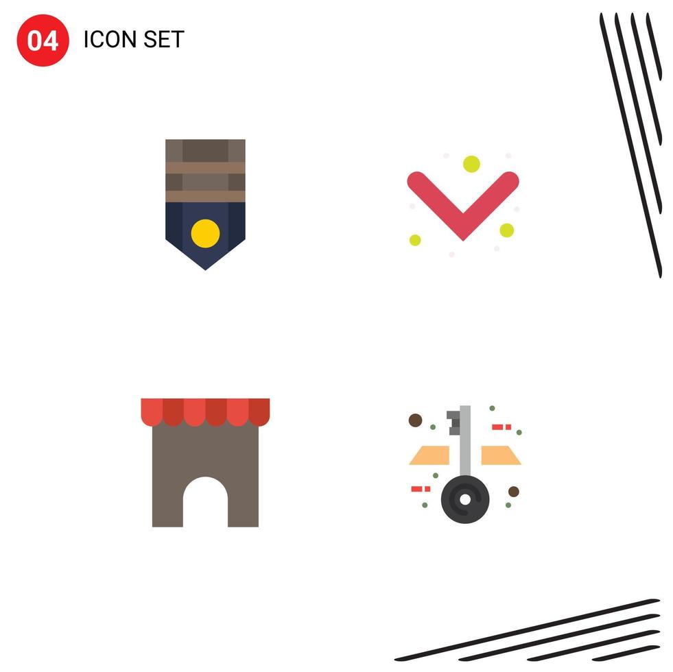 Group of 4 Modern Flat Icons Set for badge marketplace stripe full architecture Editable Vector Design Elements