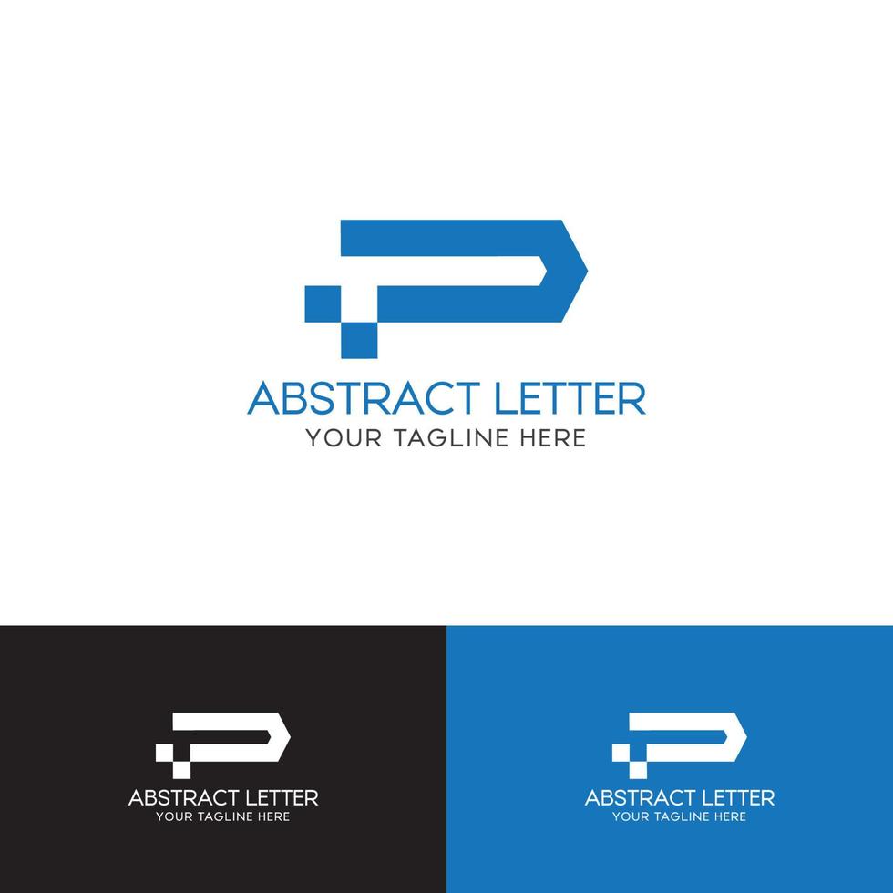 plantilla de logotipo de concepto de letra abstracta p azul con fondo diferente vector