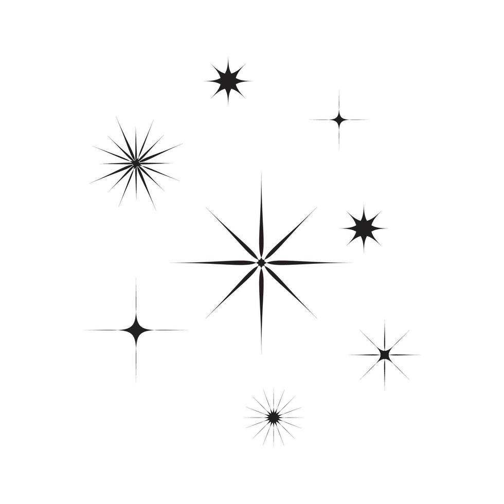 icono de estrella estrellas centelleantes. destellos, explosión brillante. Ilustración vectorial sobre fondo blanco. vector