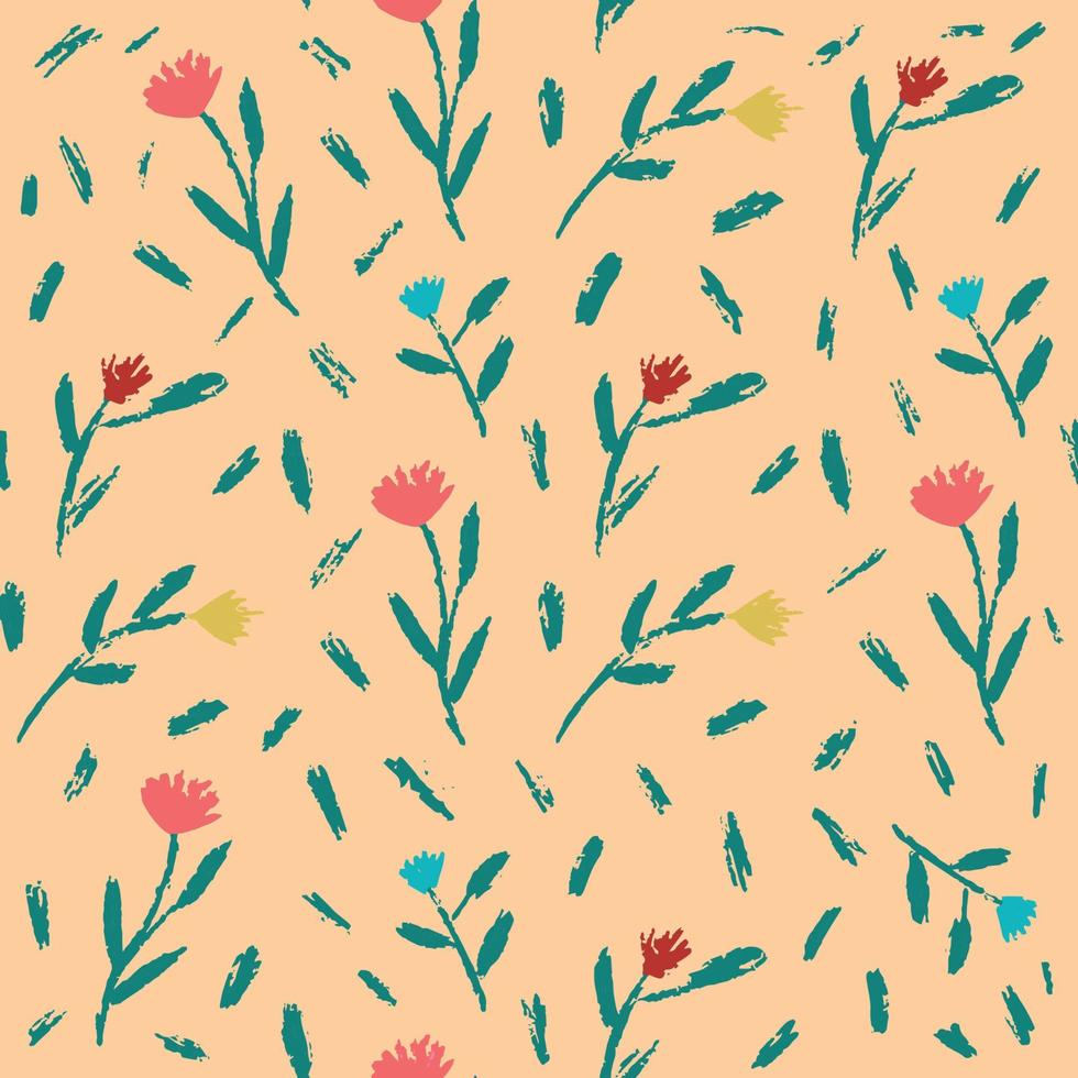 Vector graphics vector wild flowers small pattern for print wrapping paper on a pale beige background