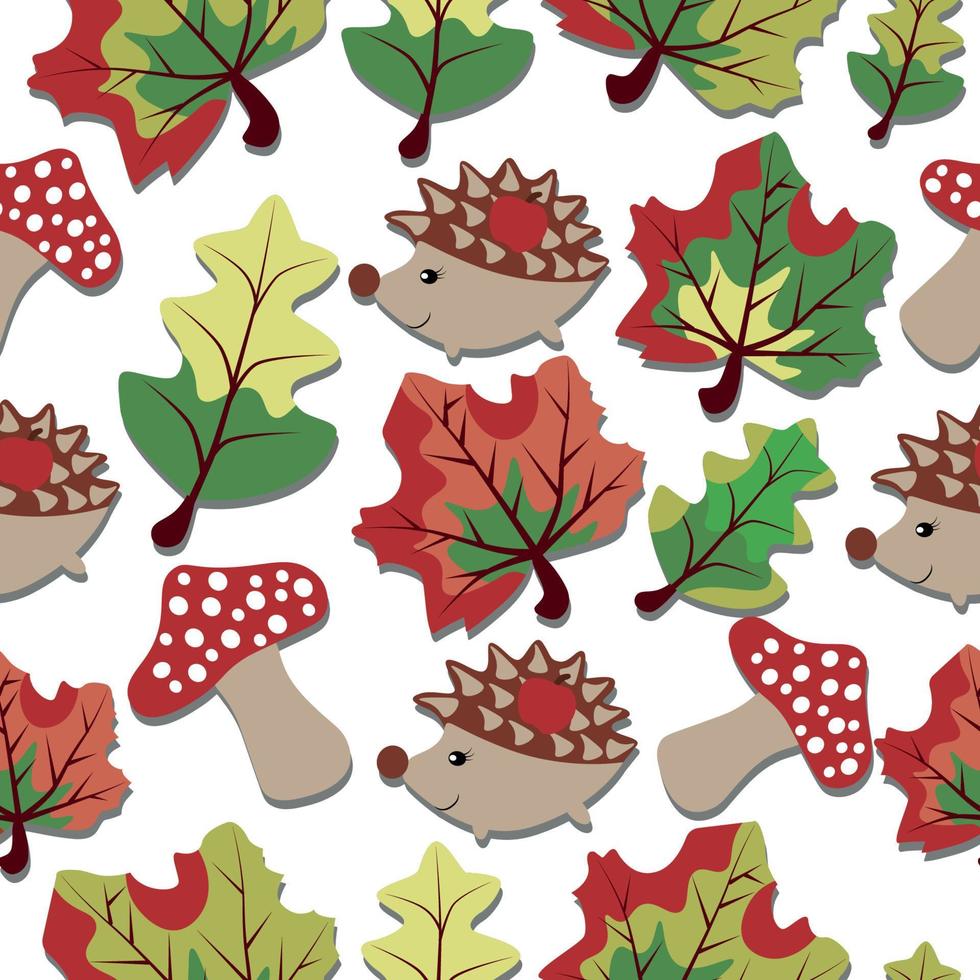 Autumn pattern forest nature and animals vector