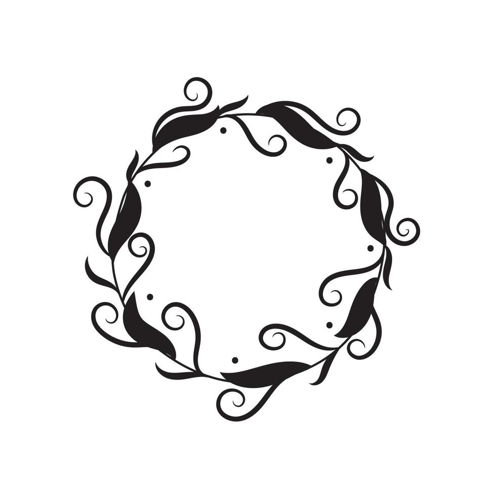 Artistic floral round frame flat design art decoration vector illustration.