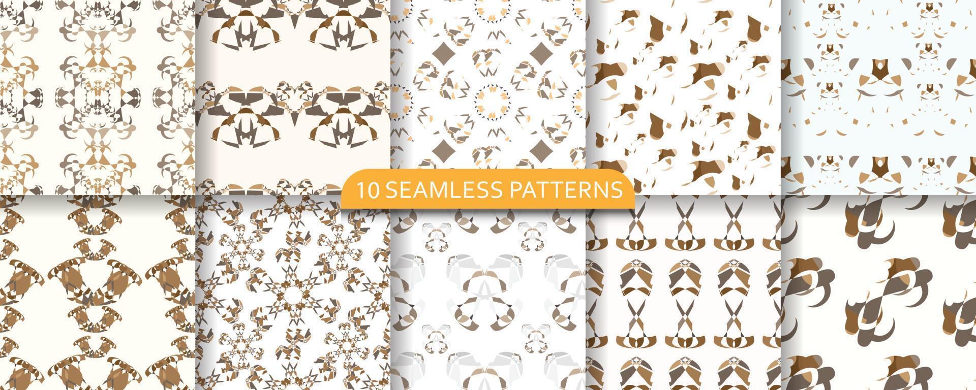 Set of ten seamless modern pattern. abstract illustration. creative collage seamless pattern vector