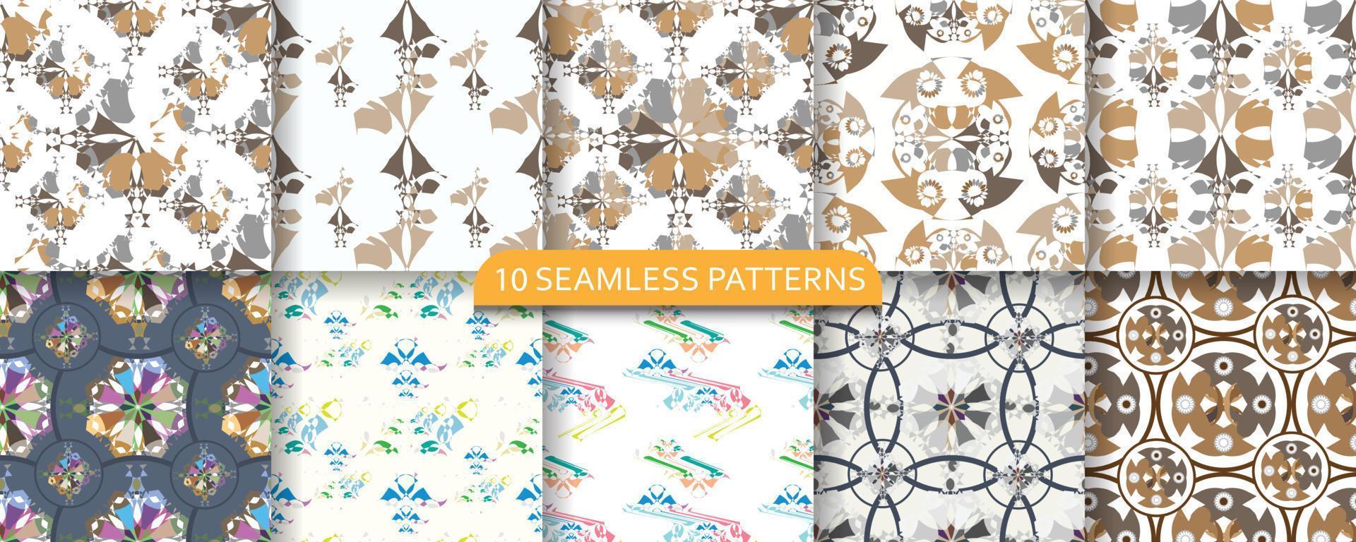 Set of ten seamless modern pattern. abstract illustration. creative collage seamless pattern vector