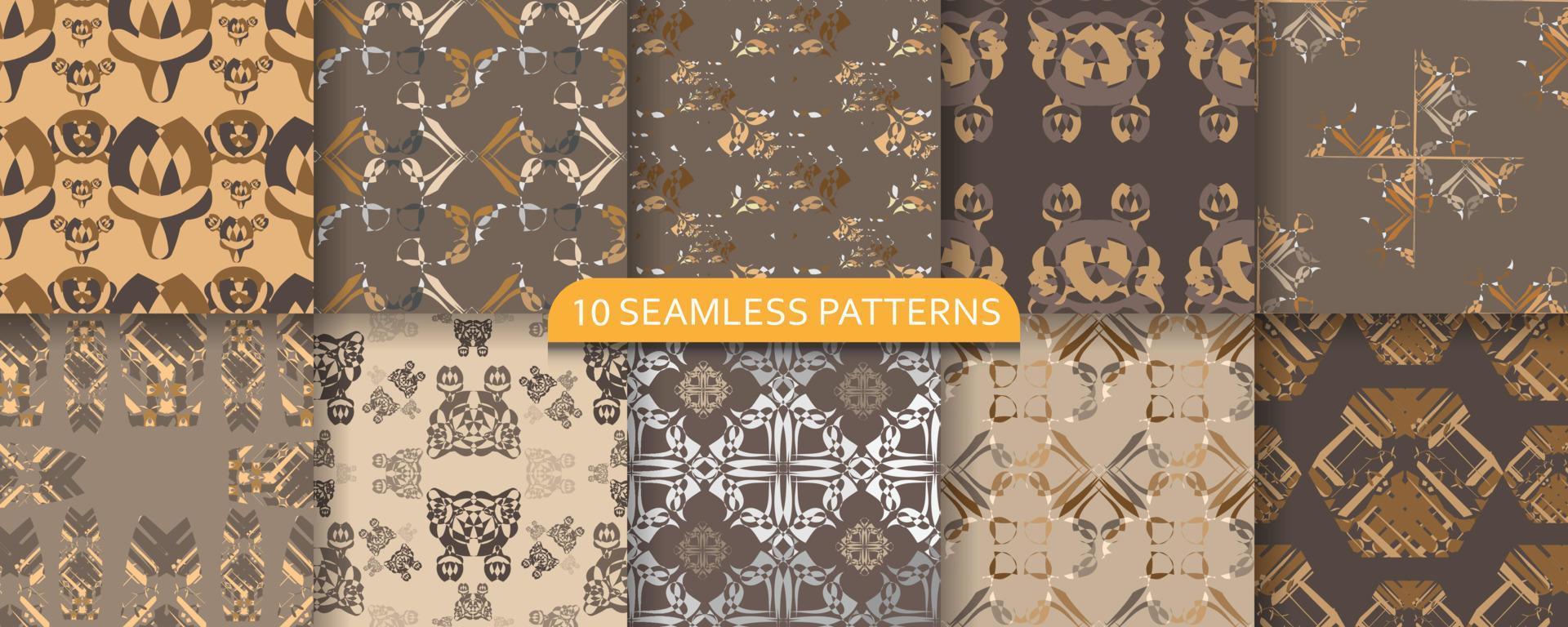 Set of ten seamless modern pattern. abstract illustration. creative collage seamless pattern vector