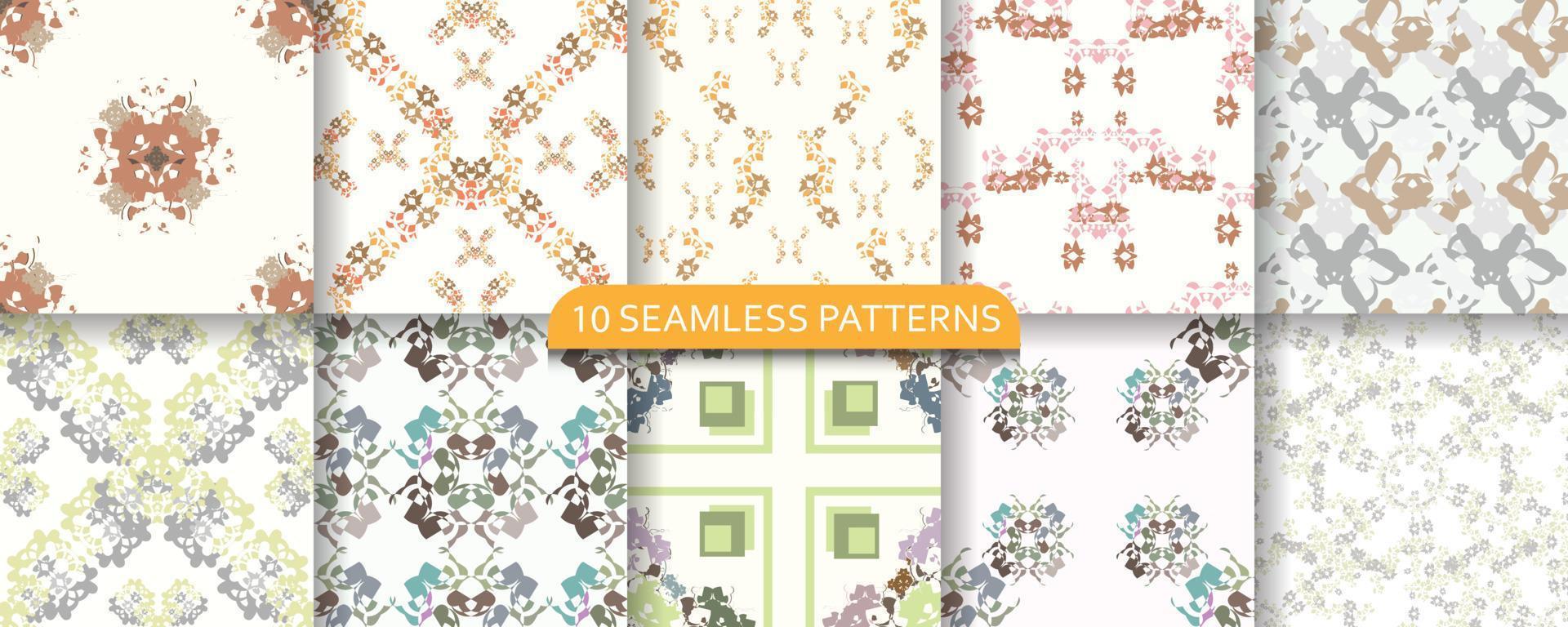 Set of ten seamless modern pattern. abstract illustration. creative collage seamless pattern vector