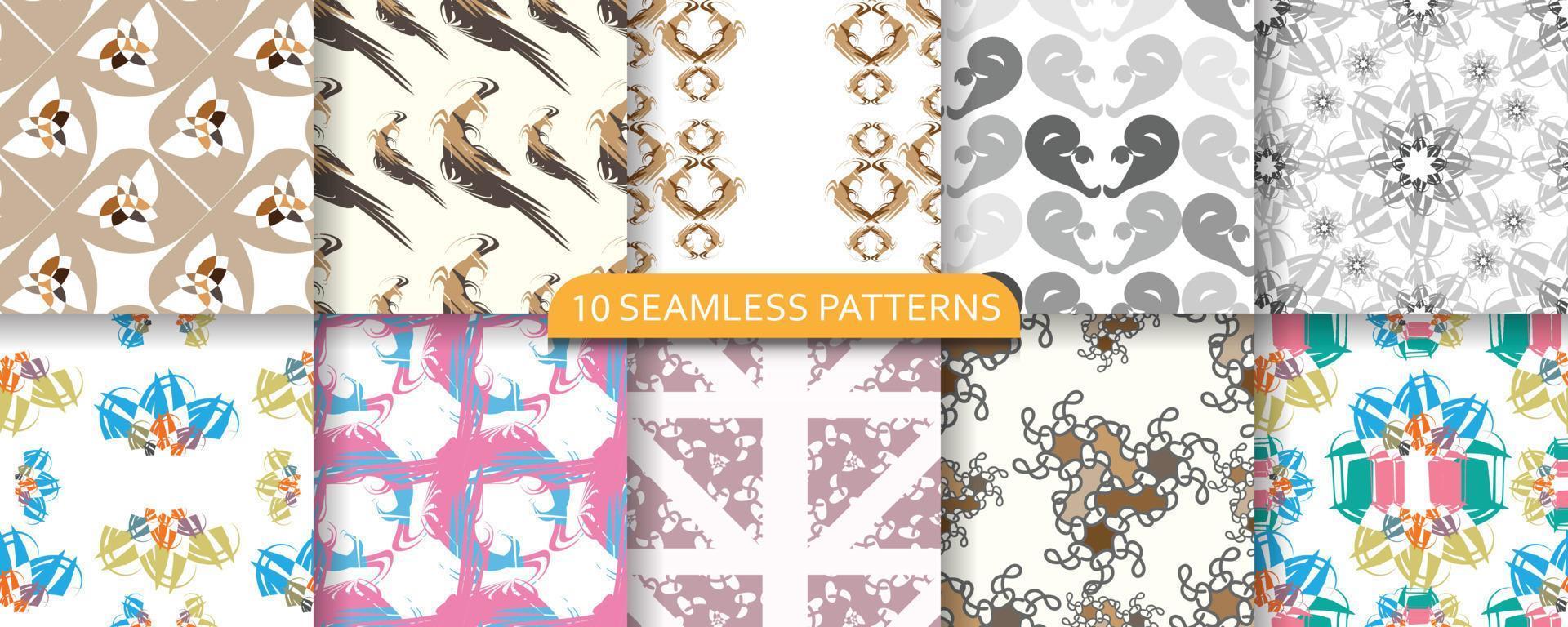 conjunto de patrones sin fisuras. formas abstractas embalaje, papel pintado, diseño para textiles, vector