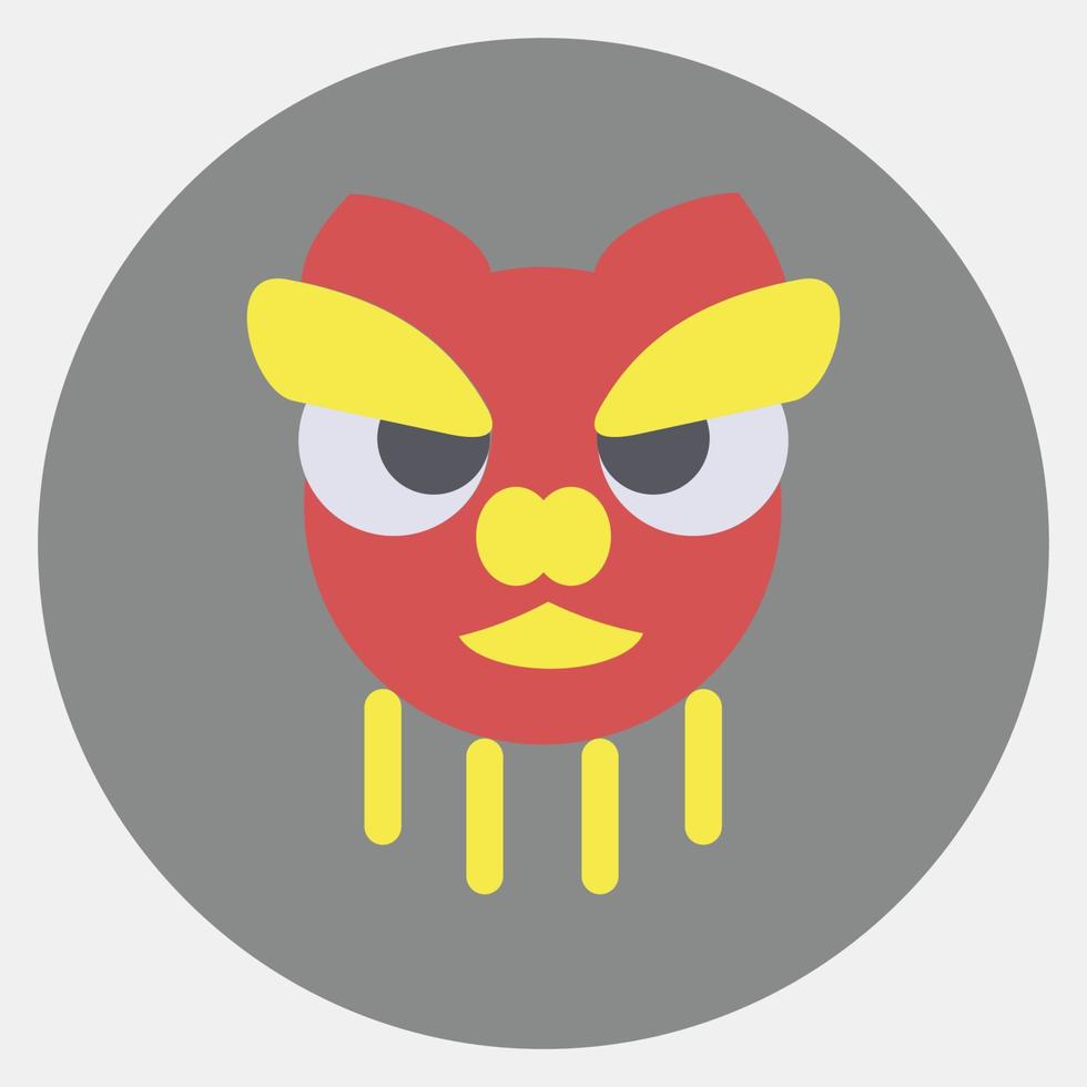 Icon . lion dance Chinese New Year celebration elements. Icons in collor mate style. Good for prints, posters, logo, party decoration, greeting card, etc. vector