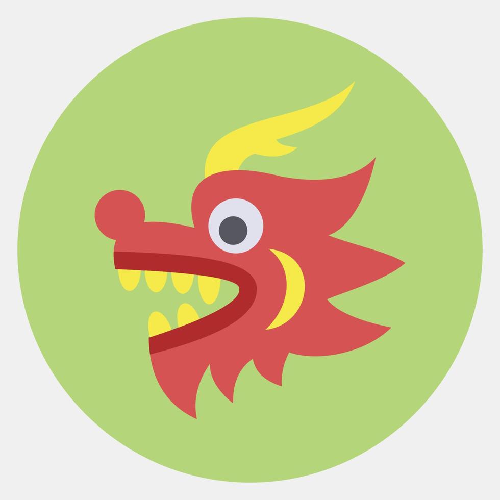 Icon Chinese dragon. Chinese New Year celebration elements. Icons in collor mate style. Good for prints, posters, logo, party decoration, greeting card, etc. vector