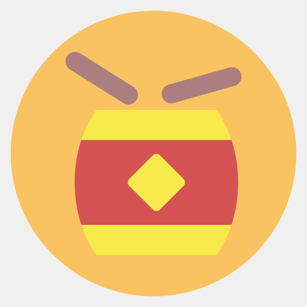 Icon Chinese drum. Chinese New Year celebration elements. Icons in collor mate style. Good for prints, posters, logo, party decoration, greeting card, etc. vector