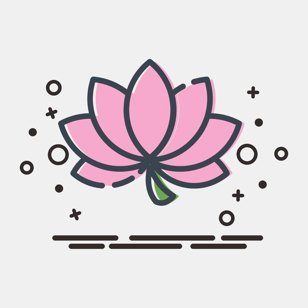 Icon lotus. Chinese New Year celebration elements. Icons in MBE style. Good for prints, posters, logo, party decoration, greeting card, etc. vector