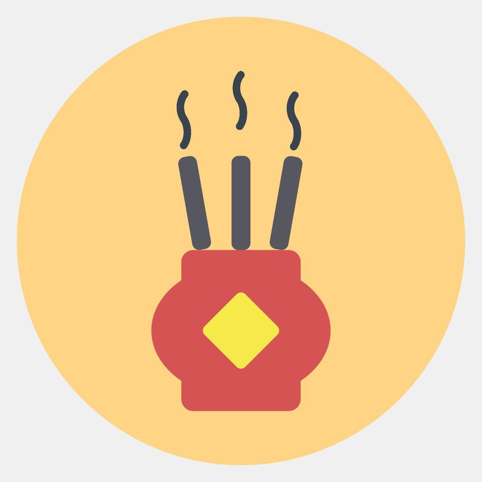 Icon censer. Chinese New Year celebration elements. Icons in collor mate style. Good for prints, posters, logo, party decoration, greeting card, etc. vector