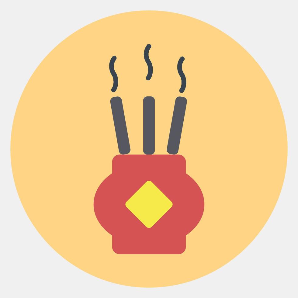 incensario de iconos. elementos de celebración del año nuevo chino. iconos en estilo colcolor mate. bueno para impresiones, carteles, logotipos, decoración de fiestas, tarjetas de felicitación, etc. vector