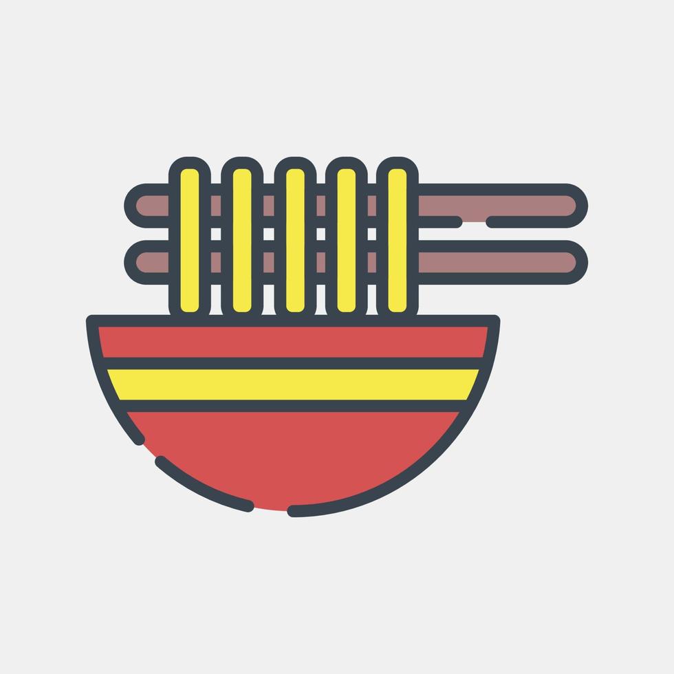 fideos icono. elementos de celebración del año nuevo chino. iconos en estilo de línea rellena. bueno para impresiones, carteles, logotipos, decoración de fiestas, tarjetas de felicitación, etc. vector