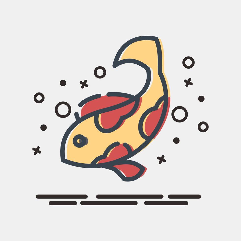 icono de peces koi. elementos de celebración del año nuevo chino. iconos en estilo mbe. bueno para impresiones, carteles, logotipos, decoración de fiestas, tarjetas de felicitación, etc. vector