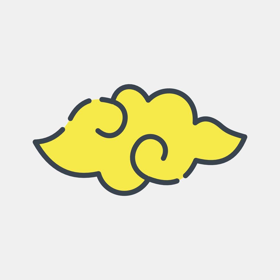 Icon auspicious cloud. Chinese New Year celebration elements. Icons in filled line style. Good for prints, posters, logo, party decoration, greeting card, etc. vector