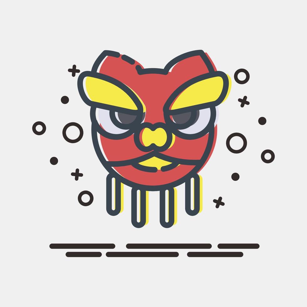 Icon lion dance. Chinese New Year celebration elements. Icons in MBE style. Good for prints, posters, logo, party decoration, greeting card, etc. vector