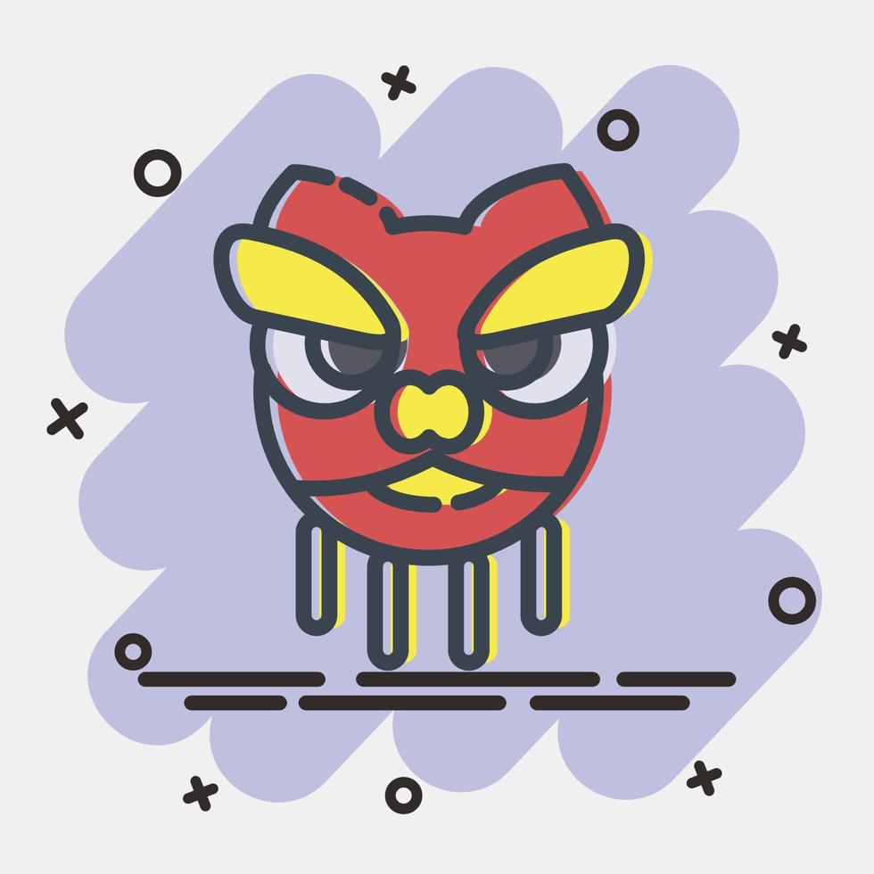 Icon lion dance. Chinese New Year celebration elements. Icons in comic style. Good for prints, posters, logo, party decoration, greeting card, etc. vector