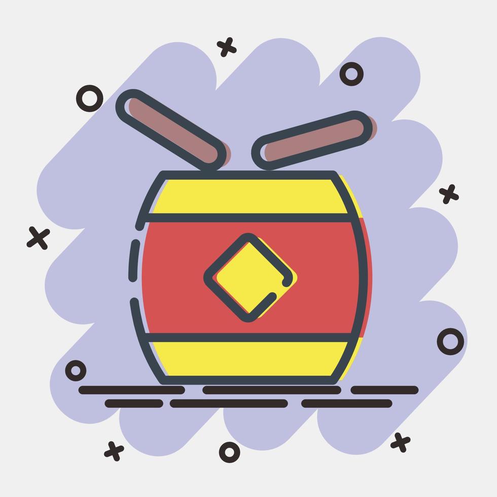 Icon chinese drum. Chinese New Year celebration elements. Icons in comic style. Good for prints, posters, logo, party decoration, greeting card, etc. vector
