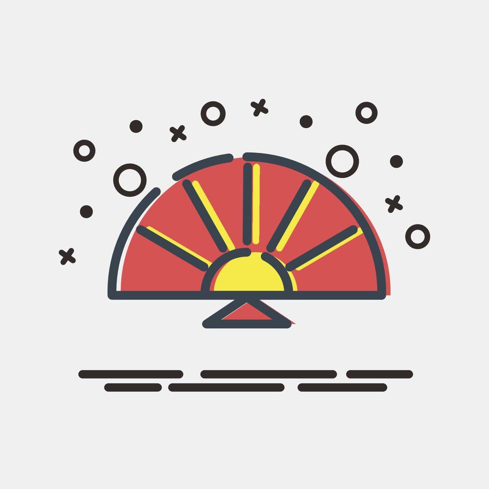 Icon chinese fan. Chinese New Year celebration elements. Icons in MBE style. Good for prints, posters, logo, party decoration, greeting card, etc. vector