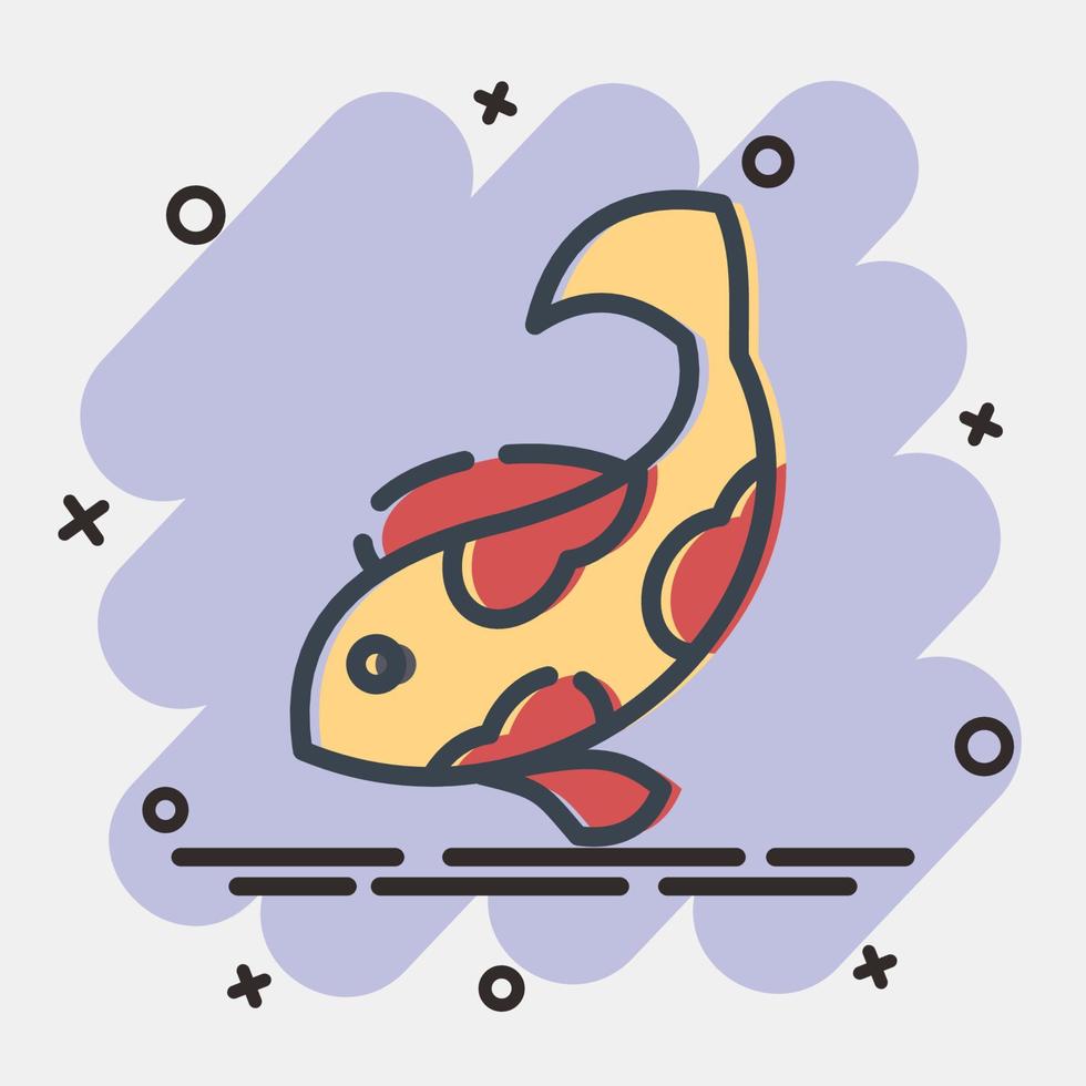 Icon koi fish. Chinese New Year celebration elements. Icons in comic style. Good for prints, posters, logo, party decoration, greeting card, etc. vector