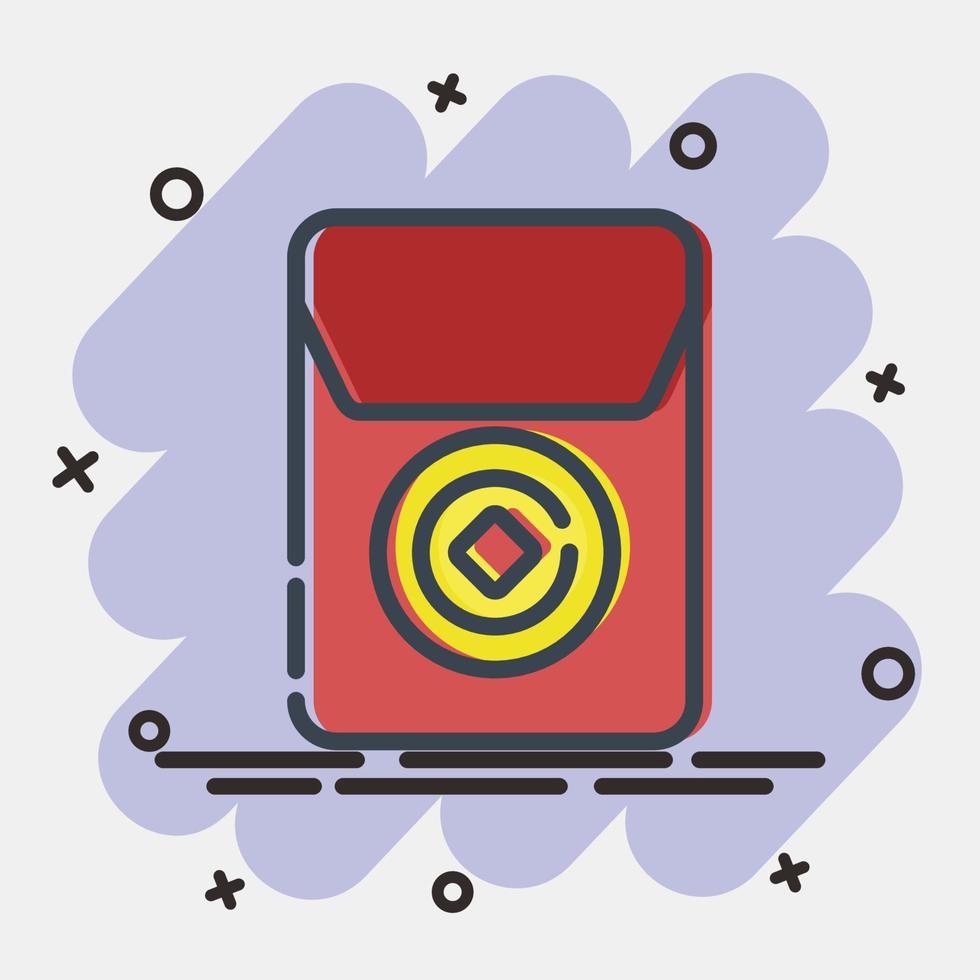 Icon Chinese red envelope. Chinese New Year celebration elements. Icons in comic style. Good for prints, posters, logo, party decoration, greeting card, etc. vector