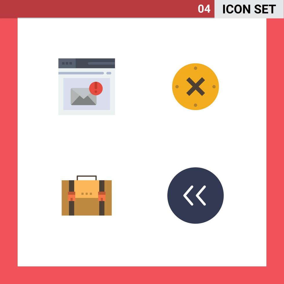 paquete de iconos de vector de stock de 4 signos y símbolos de línea para elementos de diseño de vector editables de caja cruzada de página de maletín de navegador