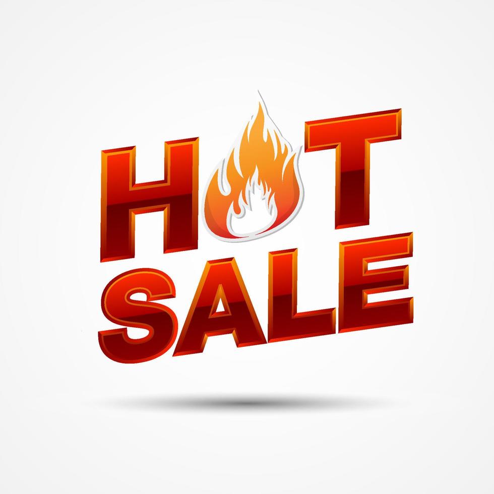 Hot Sale design template with burning fire flame vector illustration isolated on white background