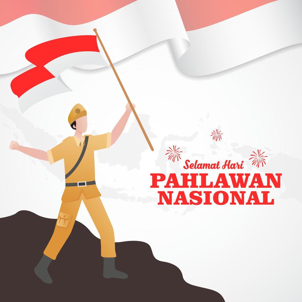 Selamat hari pahlawan nasional. Translation, Happy Indonesian National vector