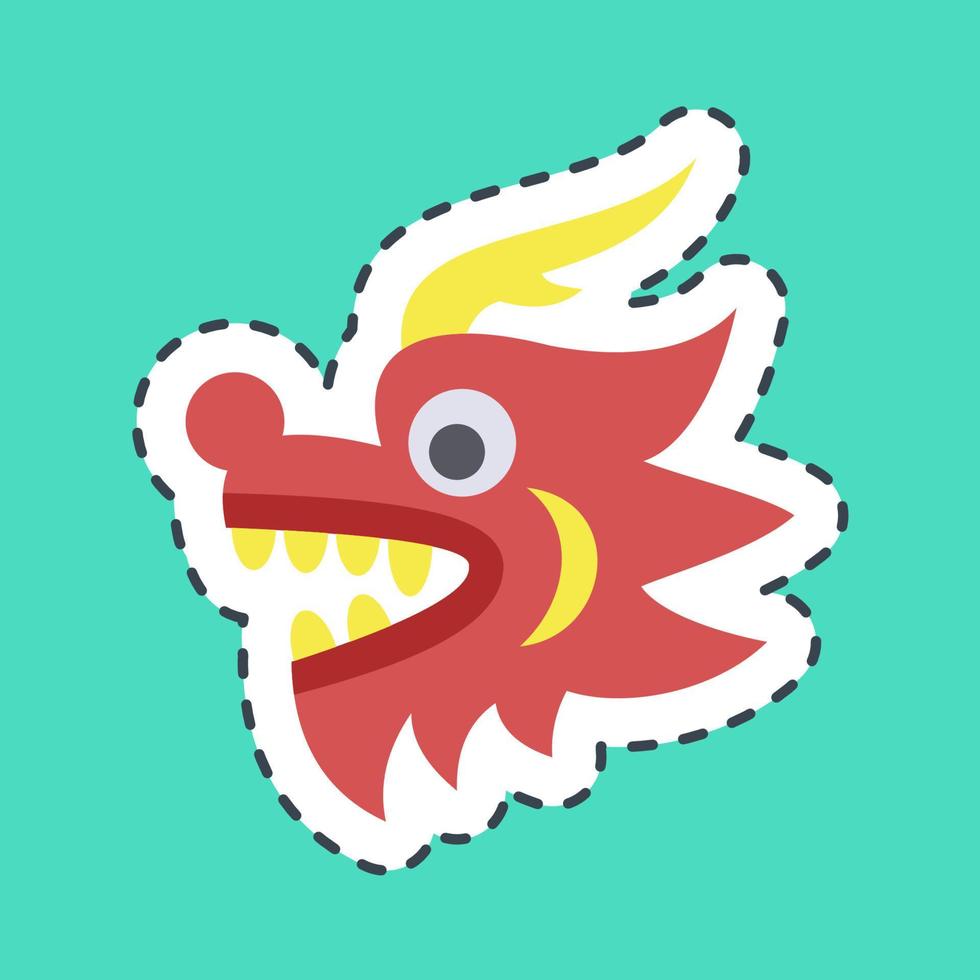 Sticker line cut chinese dragon. Chinese New Year celebration elements. Good for prints, posters, logo, party decoration, greeting card, etc. vector