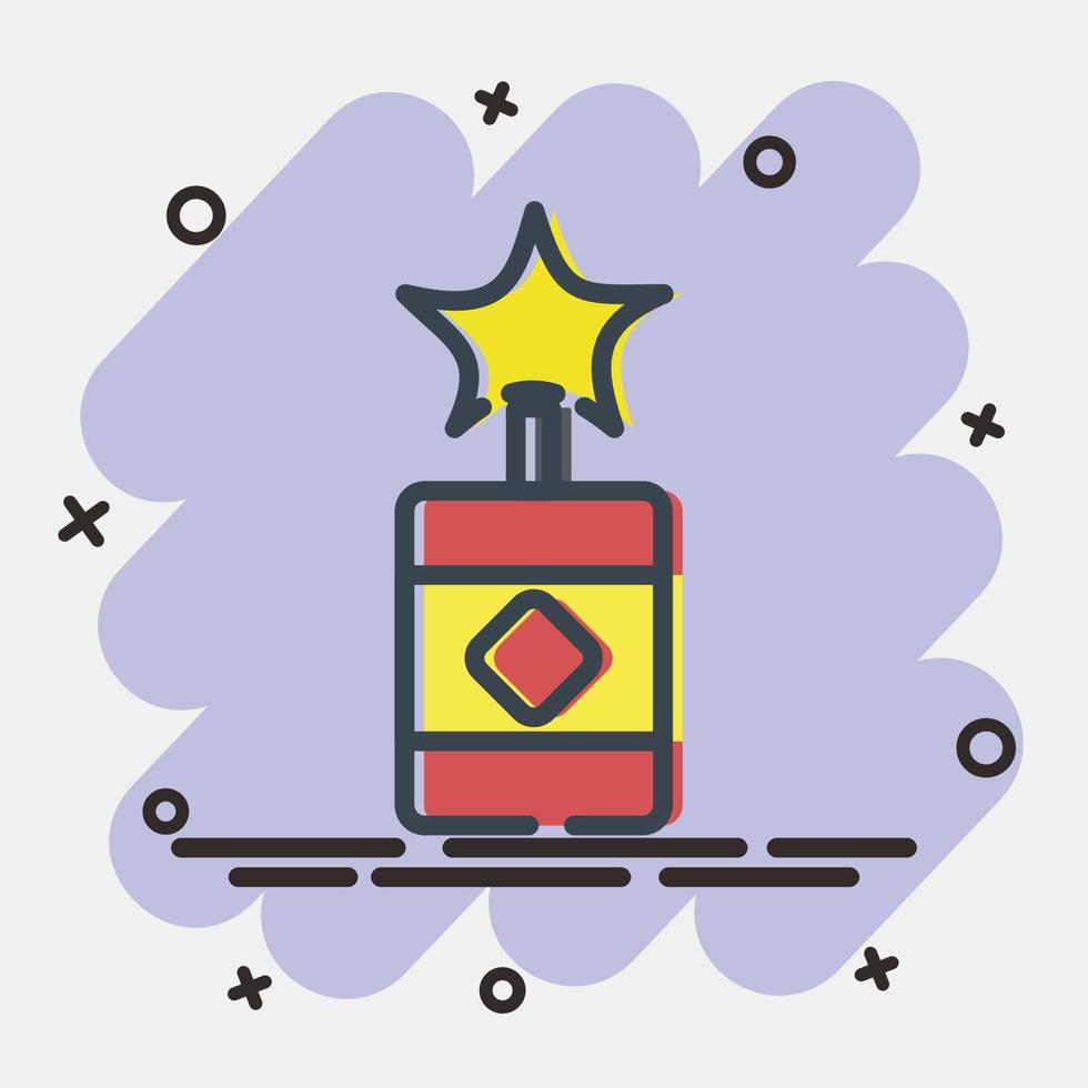 petardos de icono. elementos de celebración del año nuevo chino. iconos en estilo cómico. bueno para impresiones, carteles, logotipos, decoración de fiestas, tarjetas de felicitación, etc. vector