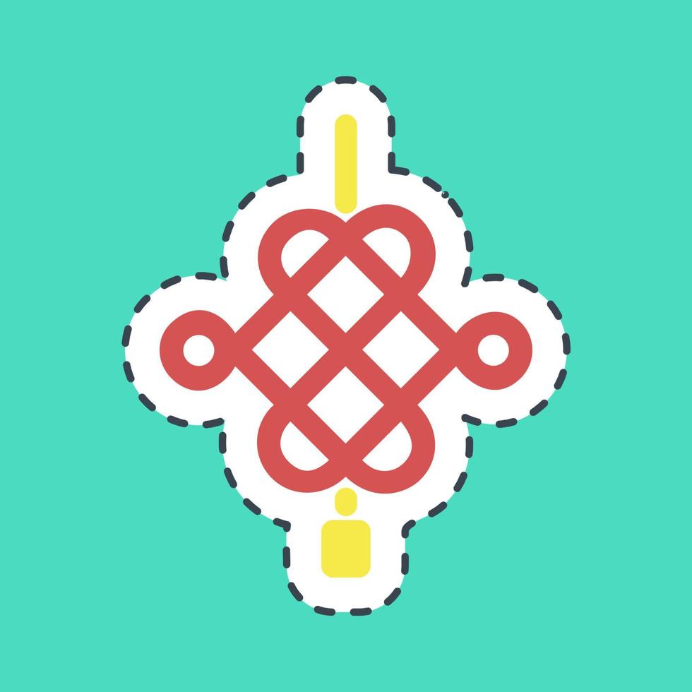 Sticker line cut Chinese knot decoration. Chinese New Year celebration elements. Good for prints, posters, logo, party decoration, greeting card, etc. vector