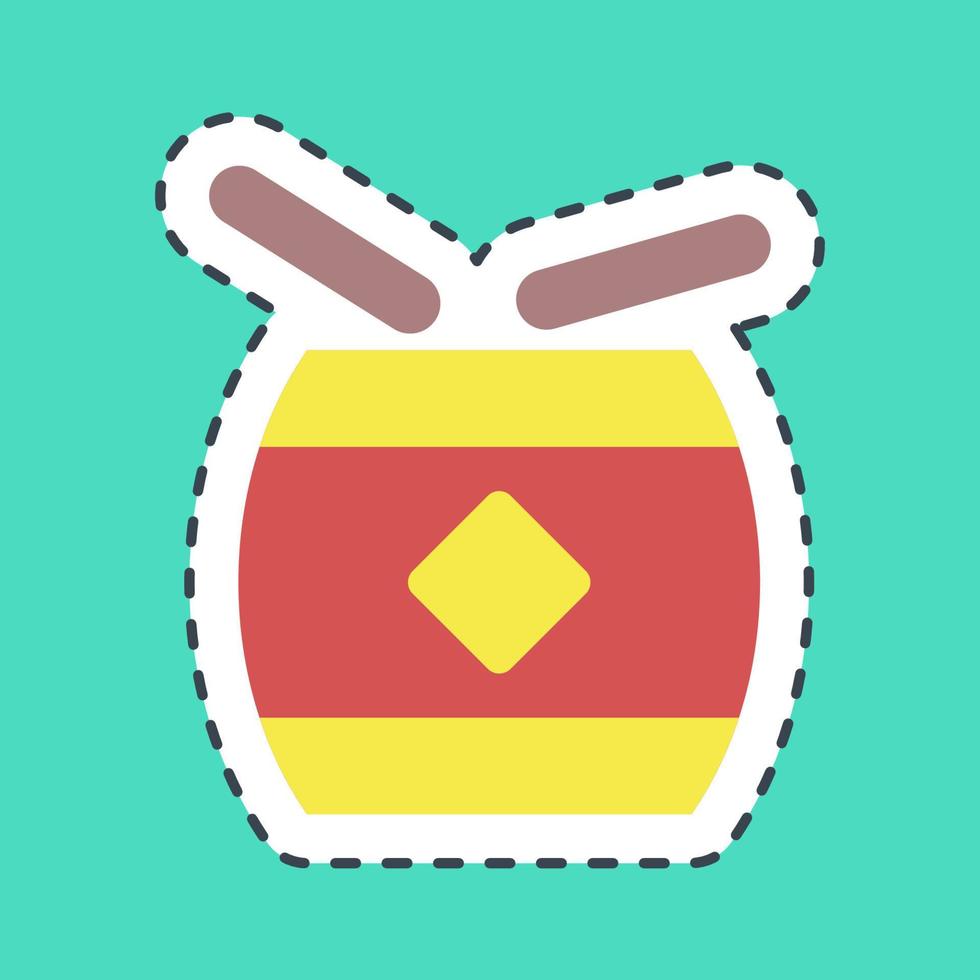 Sticker line cut chinese drum. Chinese New Year celebration elements. Good for prints, posters, logo, party decoration, greeting card, etc. vector