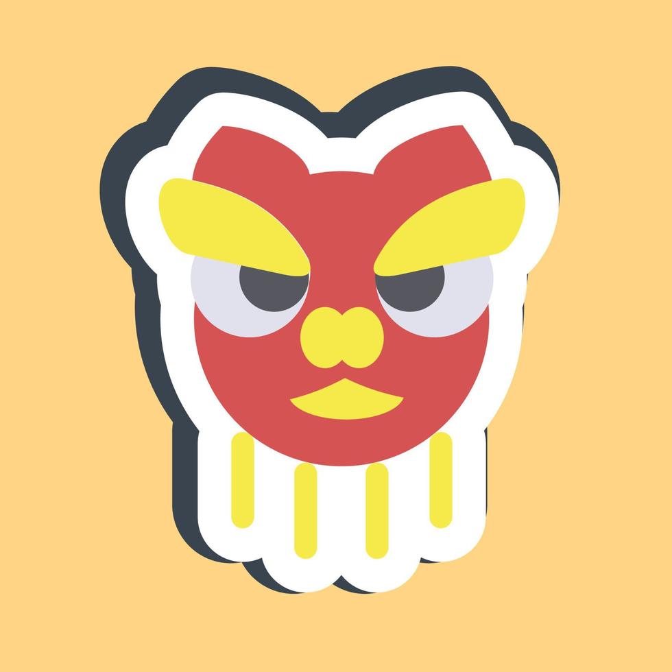 Sticker lion dance. Chinese New Year celebration elements. Good for prints, posters, logo, party decoration, greeting card, etc. vector