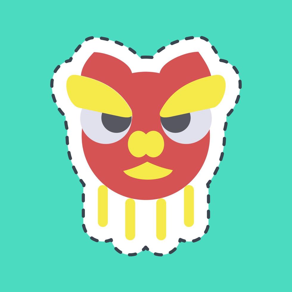 Sticker line cut lion dance. Chinese New Year celebration elements. Good for prints, posters, logo, party decoration, greeting card, etc. vector