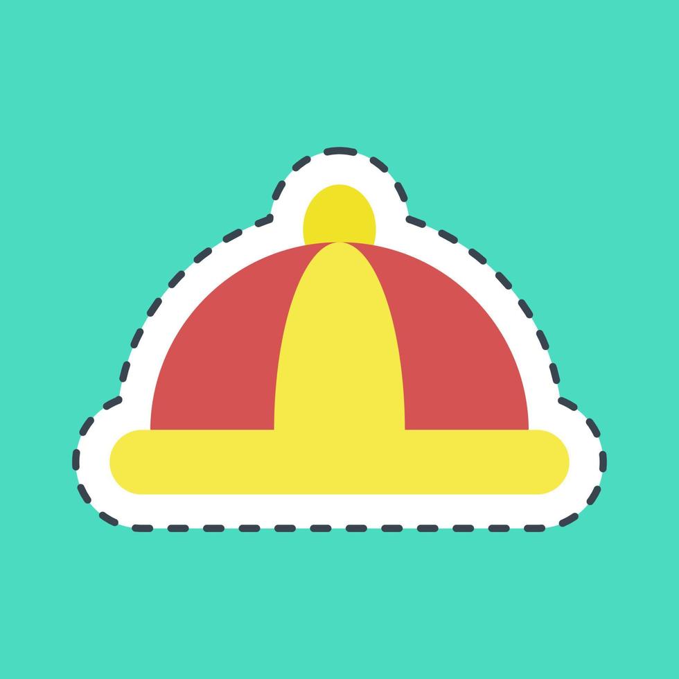 Sticker line cut chinese hat. Chinese New Year celebration elements. Good for prints, posters, logo, party decoration, greeting card, etc. vector