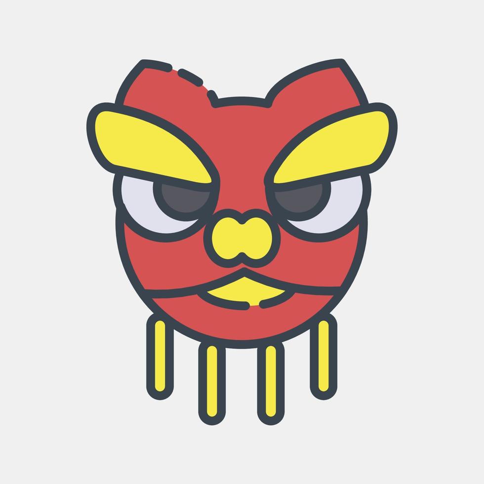 Icon lion dance. Chinese New Year celebration elements. Icons in filled line style. Good for prints, posters, logo, party decoration, greeting card, etc. vector