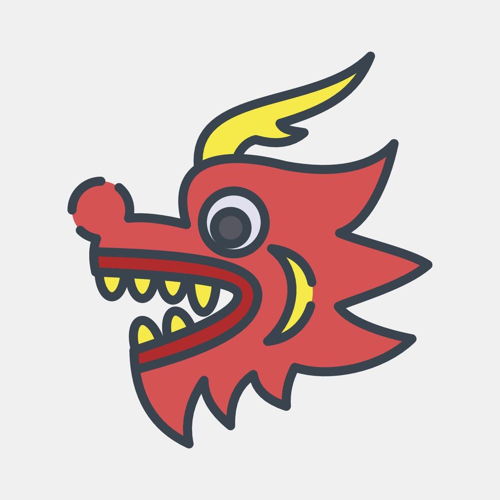 Icon Chinese dragon. Chinese New Year celebration elements. Icons in filled line style. Good for prints, posters, logo, party decoration, greeting card, etc. vector