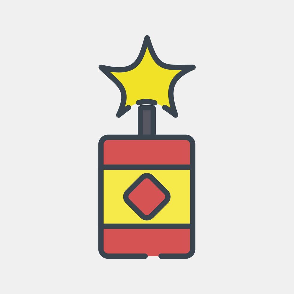 Icon firecrackers. Chinese New Year celebration elements. Icons in filled line style. Good for prints, posters, logo, party decoration, greeting card, etc. vector