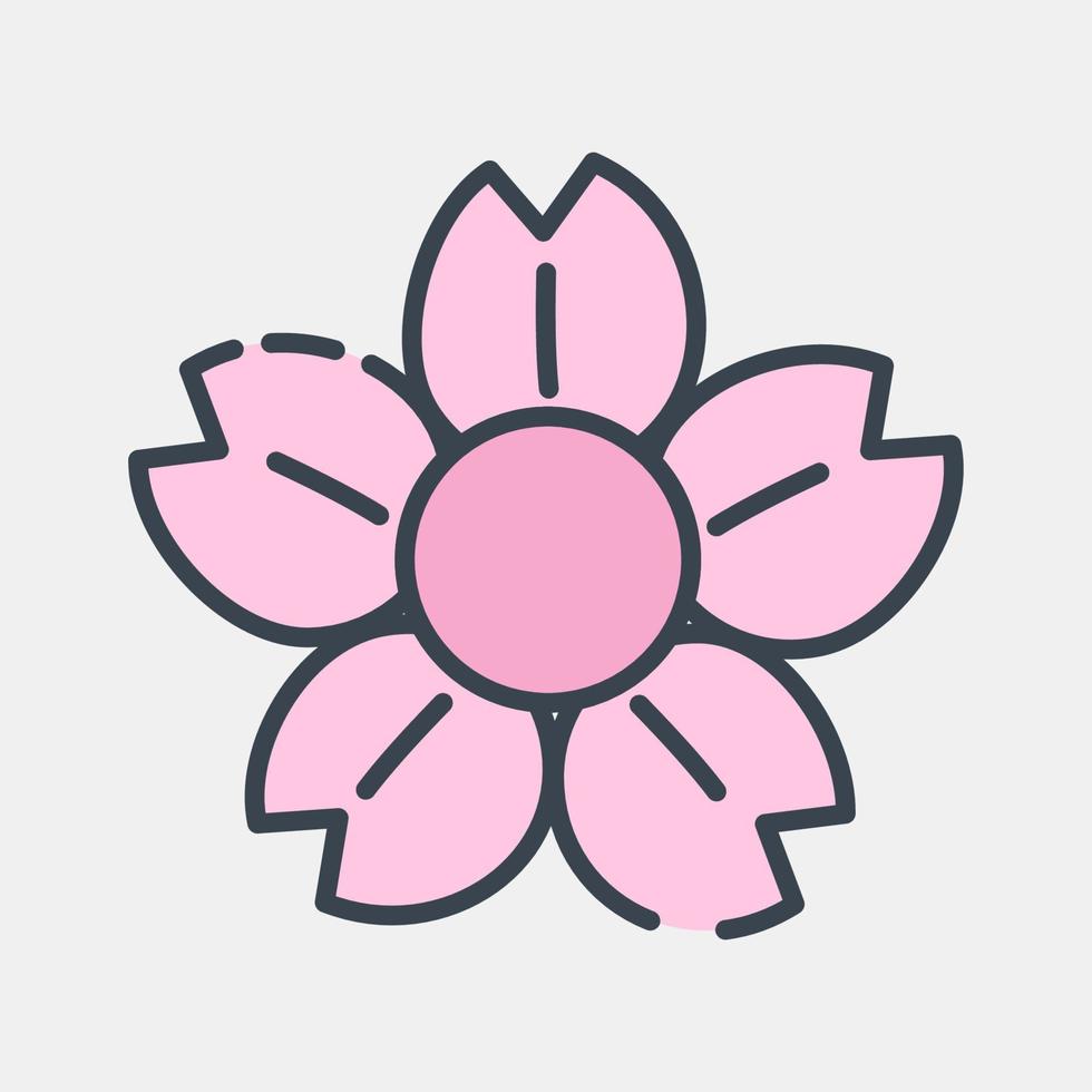 flor de icono chino. elementos de celebración del año nuevo chino. iconos en estilo de línea rellena. bueno para impresiones, carteles, logotipos, decoración de fiestas, tarjetas de felicitación, etc. vector