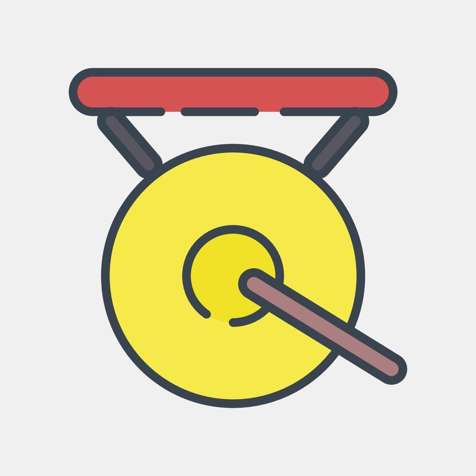 Icon gong. Chinese New Year celebration elements. Icons in filled line style. Good for prints, posters, logo, party decoration, greeting card, etc. vector