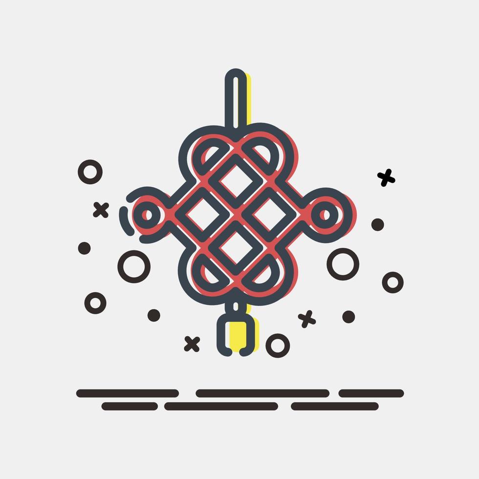 Icon Chinese knot decoration. Chinese New Year celebration elements. Icons in MBE style. Good for prints, posters, logo, party decoration, greeting card, etc. vector