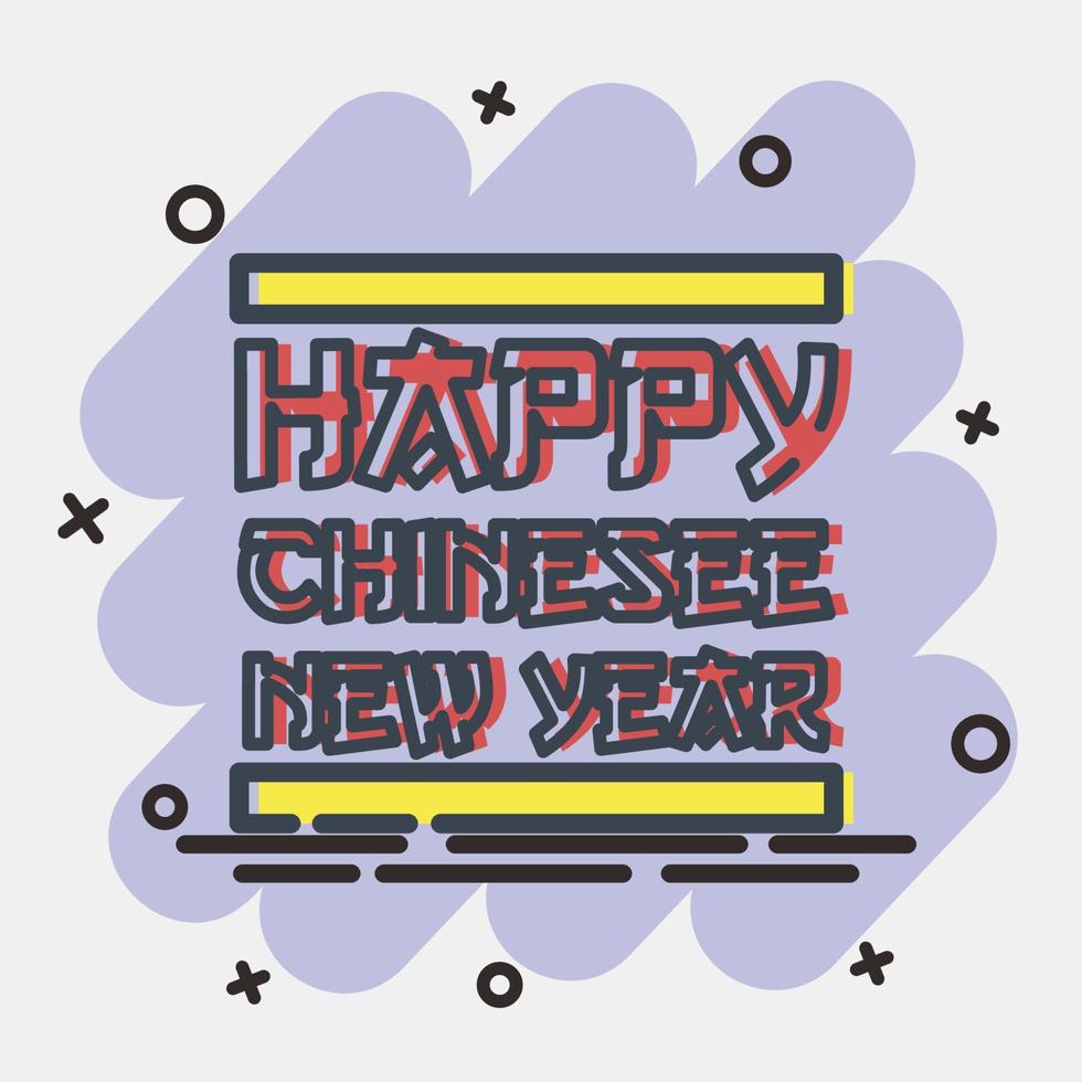 Icon happy Chinese new year. Chinese New Year celebration elements. Icons in comic style. Good for prints, posters, logo, party decoration, greeting card, etc. vector