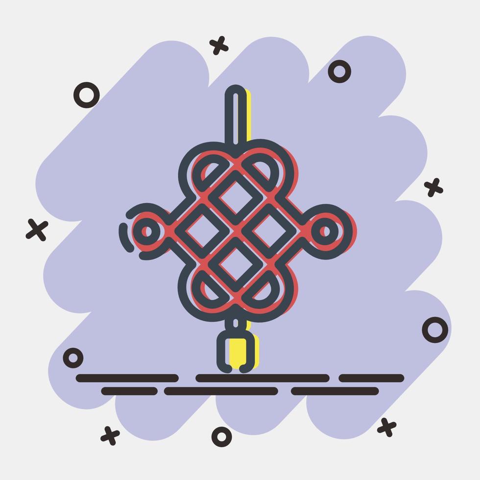 Icon Chinese knot decoration. Chinese New Year celebration elements. Icons in comic style. Good for prints, posters, logo, party decoration, greeting card, etc. vector