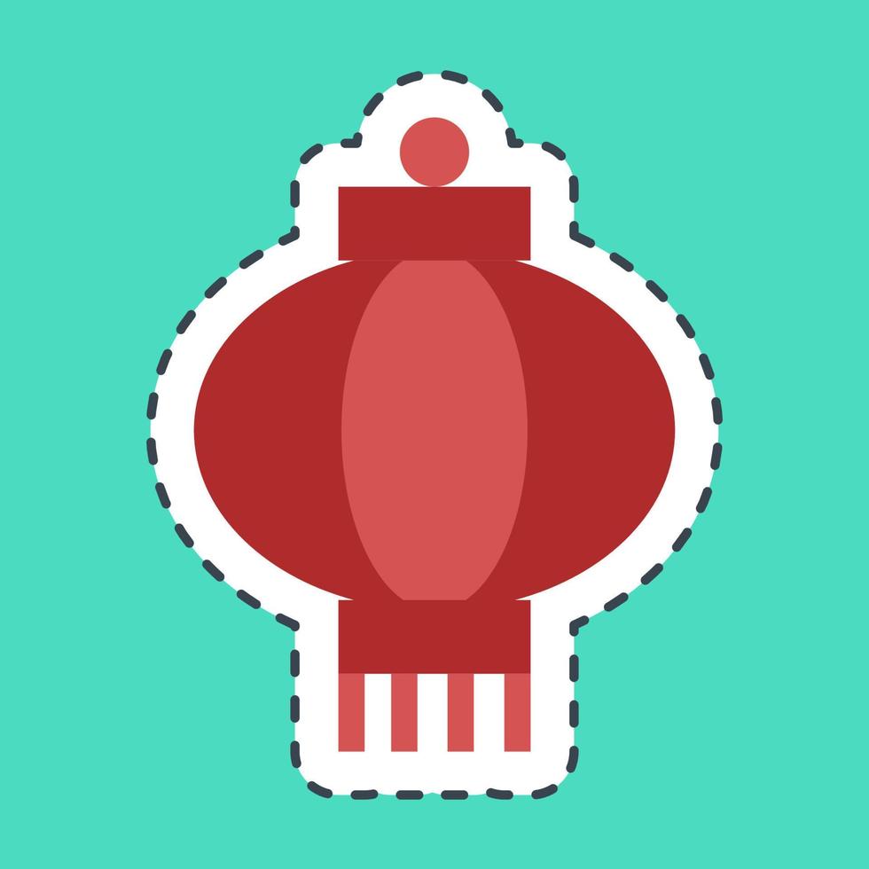 Sticker line cut chinese lantern. Chinese New Year celebration elements. Good for prints, posters, logo, party decoration, greeting card, etc. vector