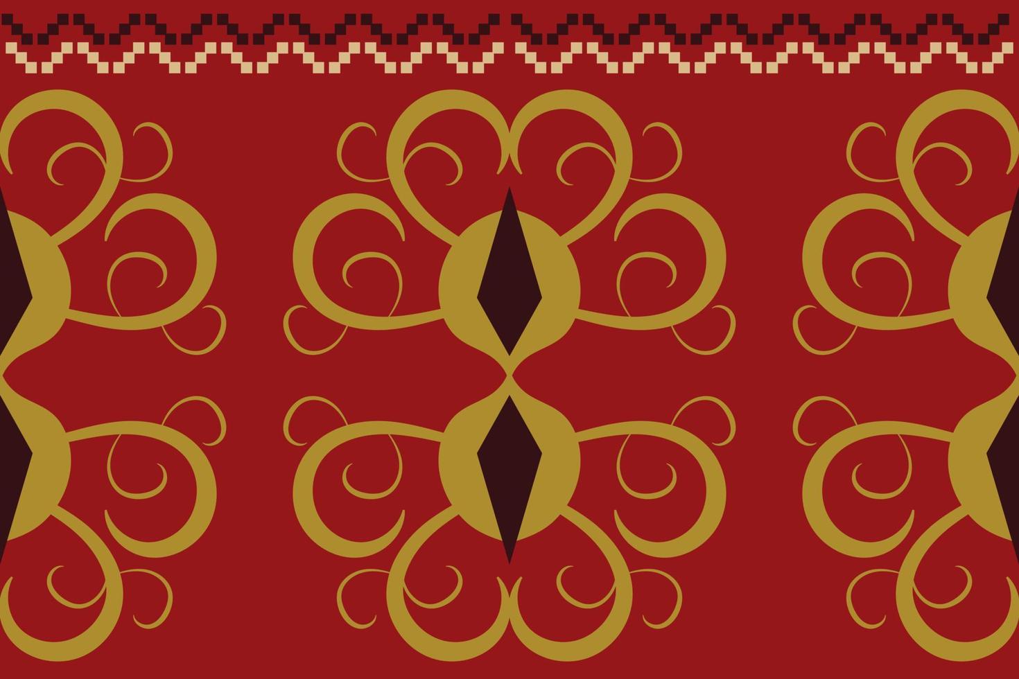Ethnic fabric pattern geometric style. Sarong Aztec Ethnic oriental pattern traditional Crimson red background. Abstract,vector,illustration. use for texture,clothing,wrapping,decoration,carpet. vector