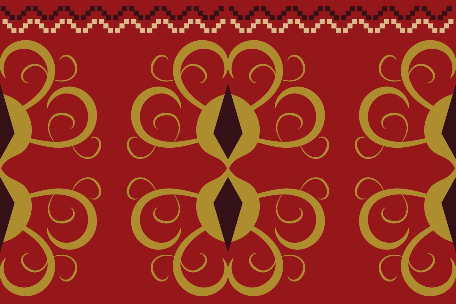 Ethnic fabric pattern geometric style. Sarong Aztec Ethnic oriental pattern traditional Crimson red background. Abstract,vector,illustration. use for texture,clothing,wrapping,decoration,carpet. vector